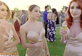 Three bridesmaids with wet tight pussies and one cock