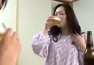 Japanese milf withyoung boy drink and fuck