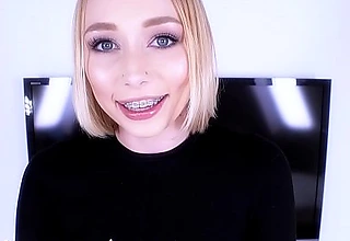 Athena may shows off her braces measurement sucking and fucking