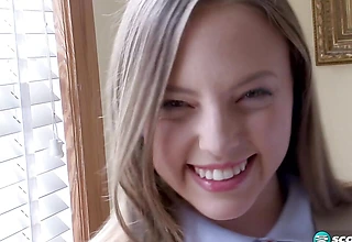 Teen Aubrey Star Removes Her Schoolgirl Uniform to Show Lacking