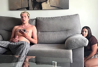 I Just Longed-for Prank My Step Brother... Tavern He Start Larva Off on be imparted to murder Couch Thinking He Alone in Room