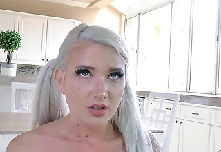 Blonde Step-Daughter with big natural Bouncing Boobs calumniatory masturbate with Hitachi and talk Step-Dad to Creamy Fuck